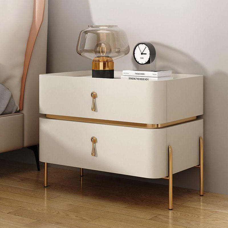 Modern Rock Slab Metal 2-Drawer Nightstand
