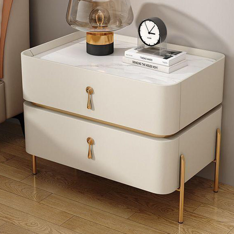 Modern Rock Slab Metal 2-Drawer Nightstand