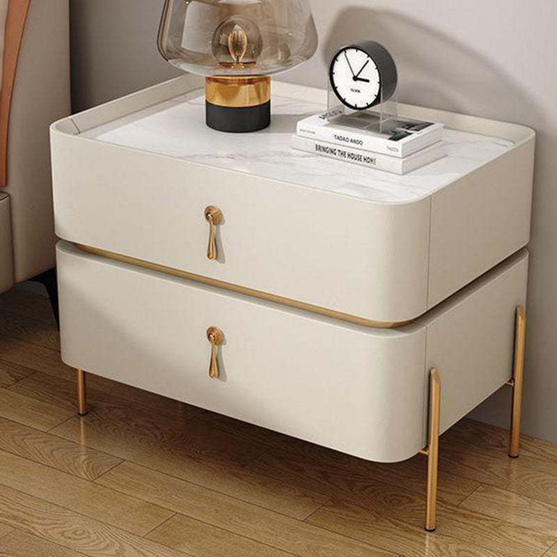 Modern Rock Slab Metal 2-Drawer Nightstand