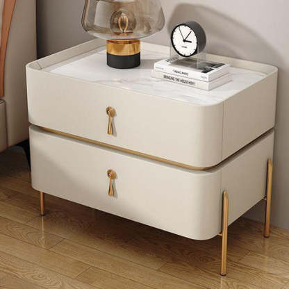 Modern Rock Slab Metal 2-Drawer Nightstand
