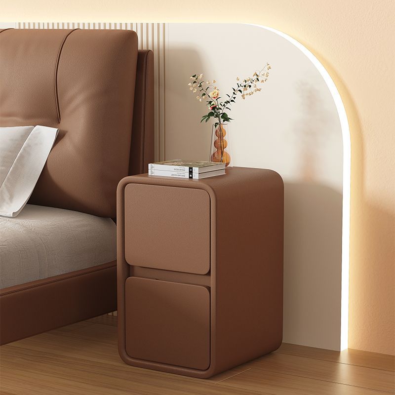 Minimalist Microfiber Leather Slab Nightstand