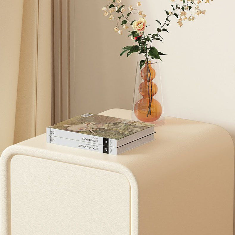 Minimalist Microfiber Leather Slab Nightstand — Light Gray