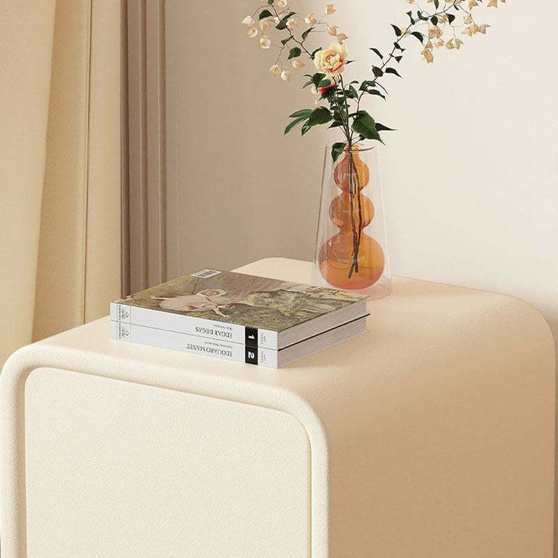 Minimalist Microfiber Leather Slab Nightstand — Light Gray