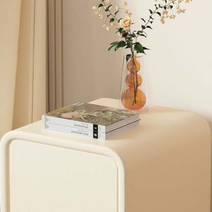 Minimalist Microfiber Leather Slab Nightstand — Light Gray