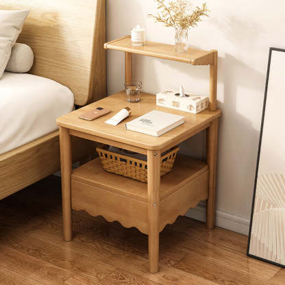 Minimalist Solid Wood 1-Shelf Nightstand
