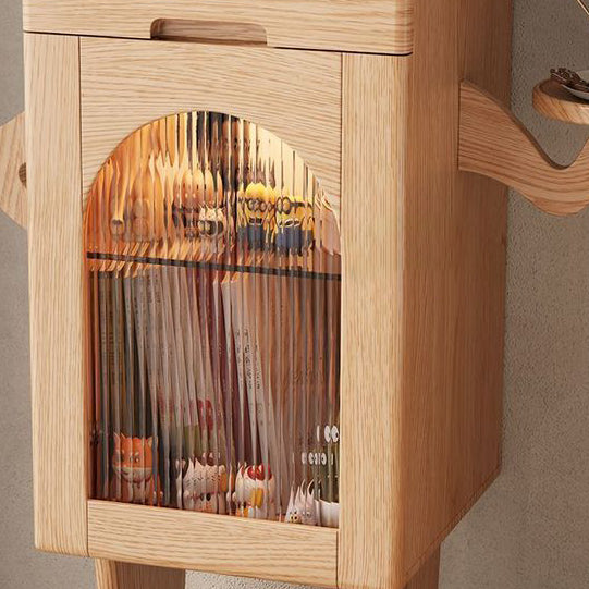 Robot Rubberwood Glass Metal Nightstand