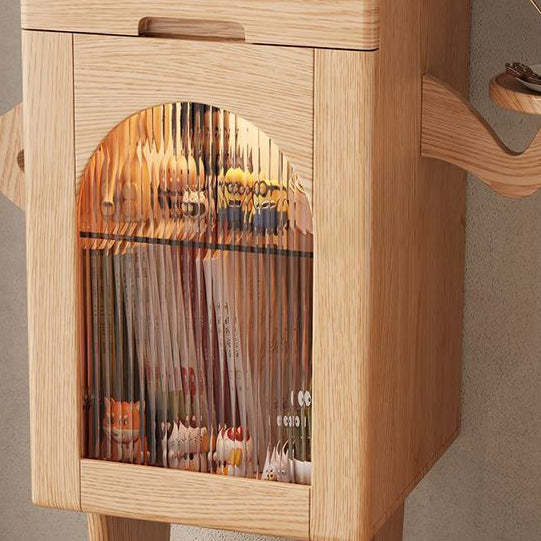 Robot Rubberwood Glass Metal Nightstand