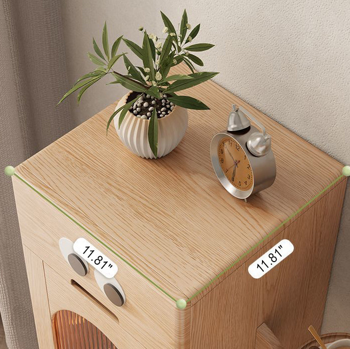 Robot Rubberwood Glass Metal Nightstand