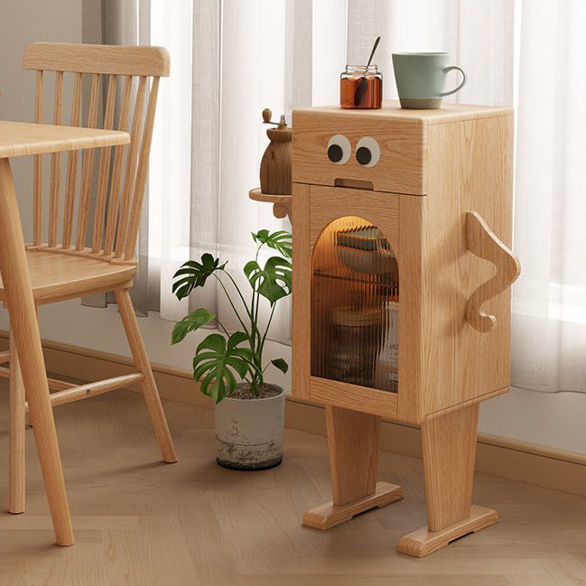 Robot Rubberwood Glass Metal Nightstand