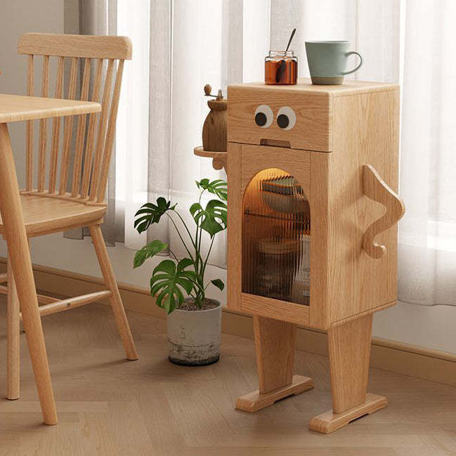 Robot Rubberwood Glass Metal Nightstand