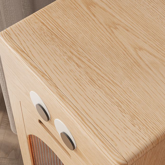 Robot Rubberwood Glass Metal Nightstand