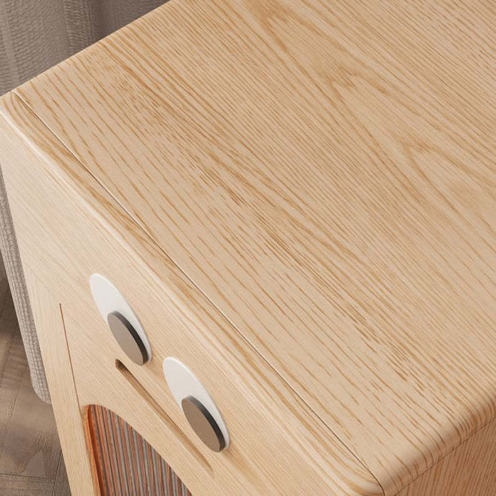 Robot Rubberwood Glass Metal Nightstand
