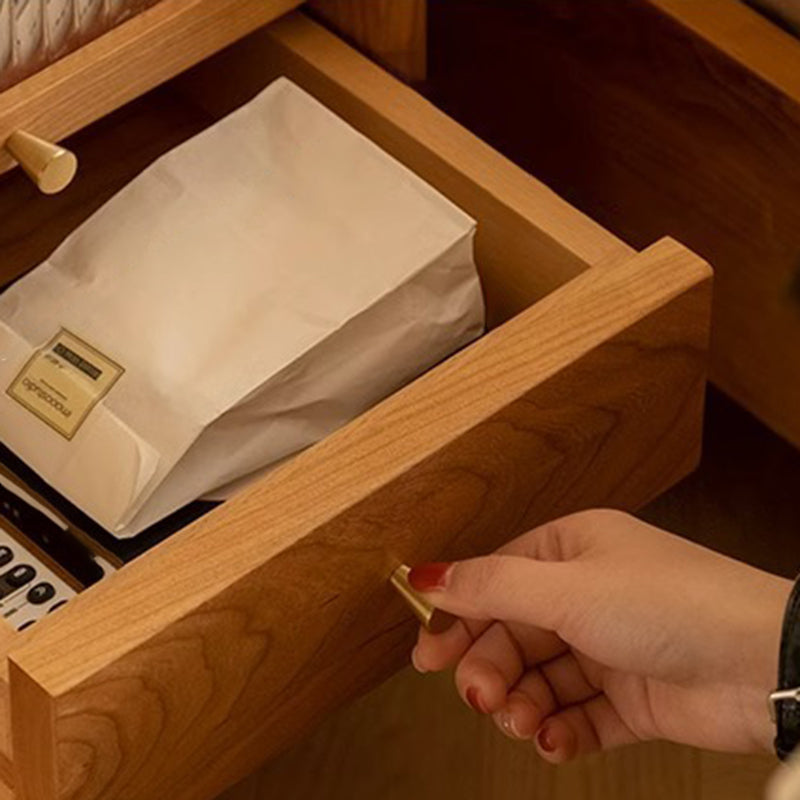 Minimalist Wood Glass Cabinet Nightstand