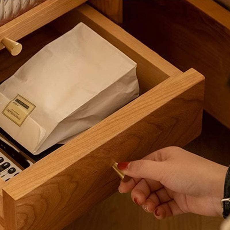 Minimalist Wood Glass Cabinet Nightstand