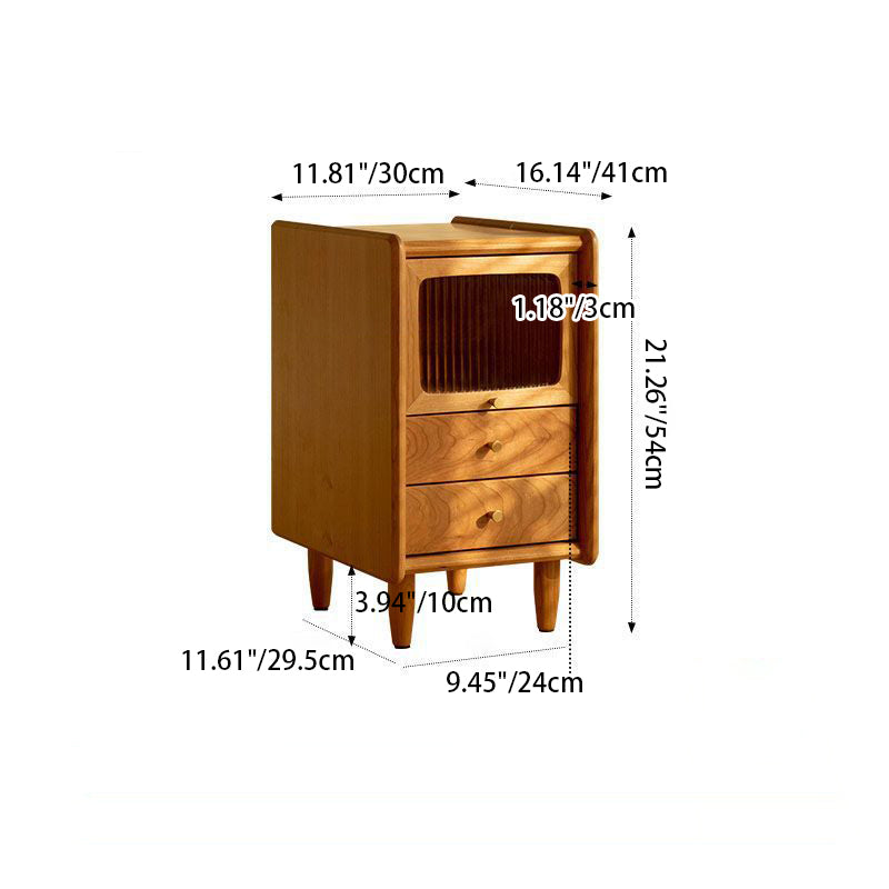 Minimalist Wood Glass Cabinet Nightstand