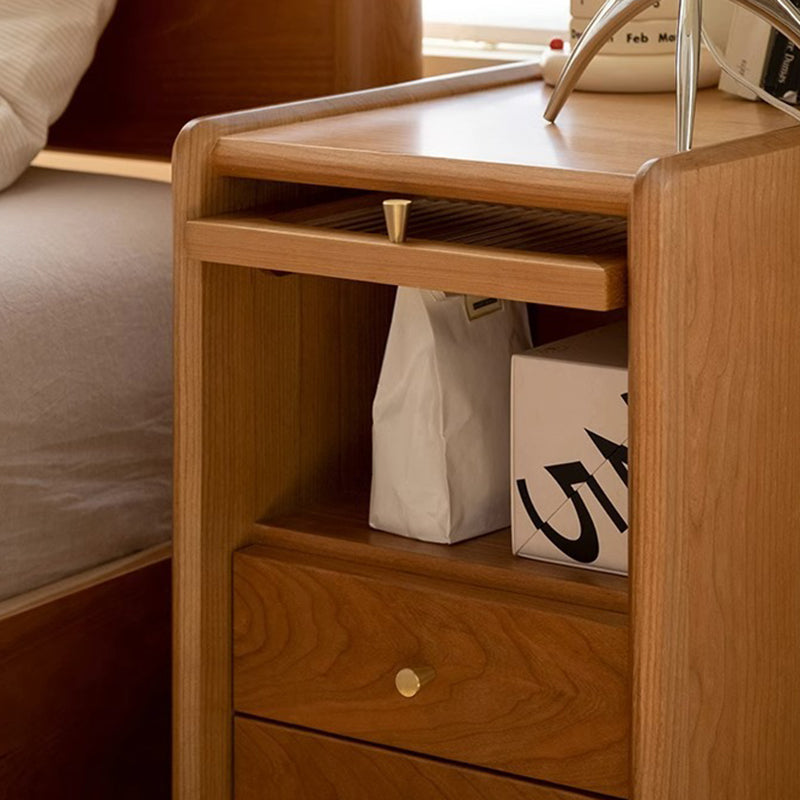 Minimalist Wood Glass Cabinet Nightstand