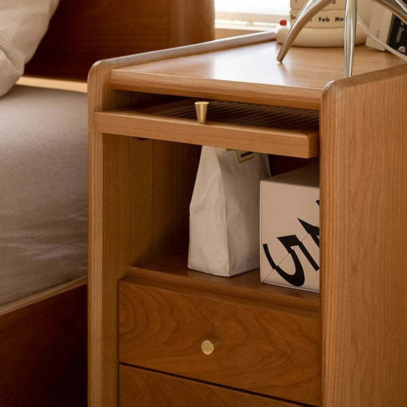 Minimalist Wood Glass Cabinet Nightstand
