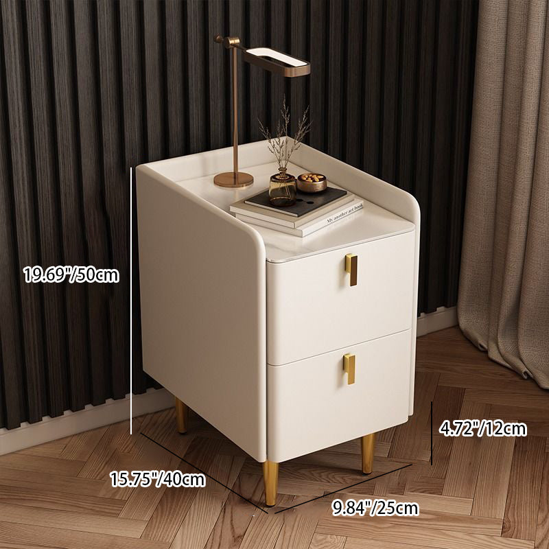 Nordic Microfiber Leather Nightstand 2-Drawer — Orange