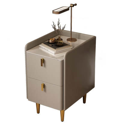 Nordic Microfiber Leather Nightstand 2-Drawer