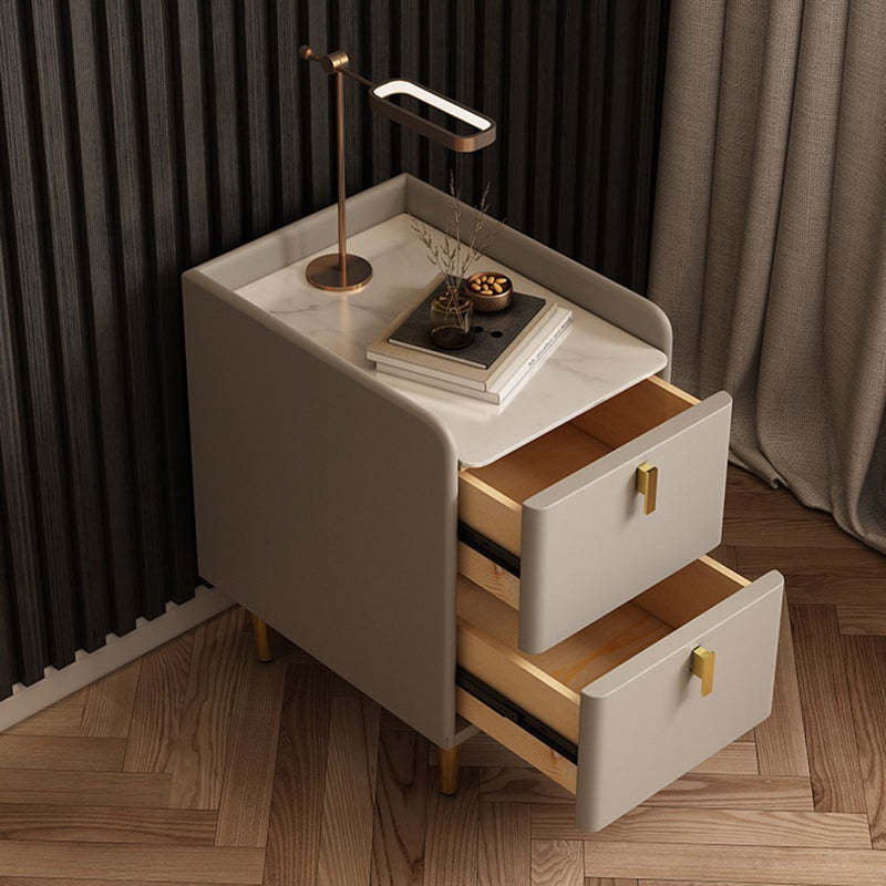 Nordic Microfiber Leather Nightstand 2-Drawer
