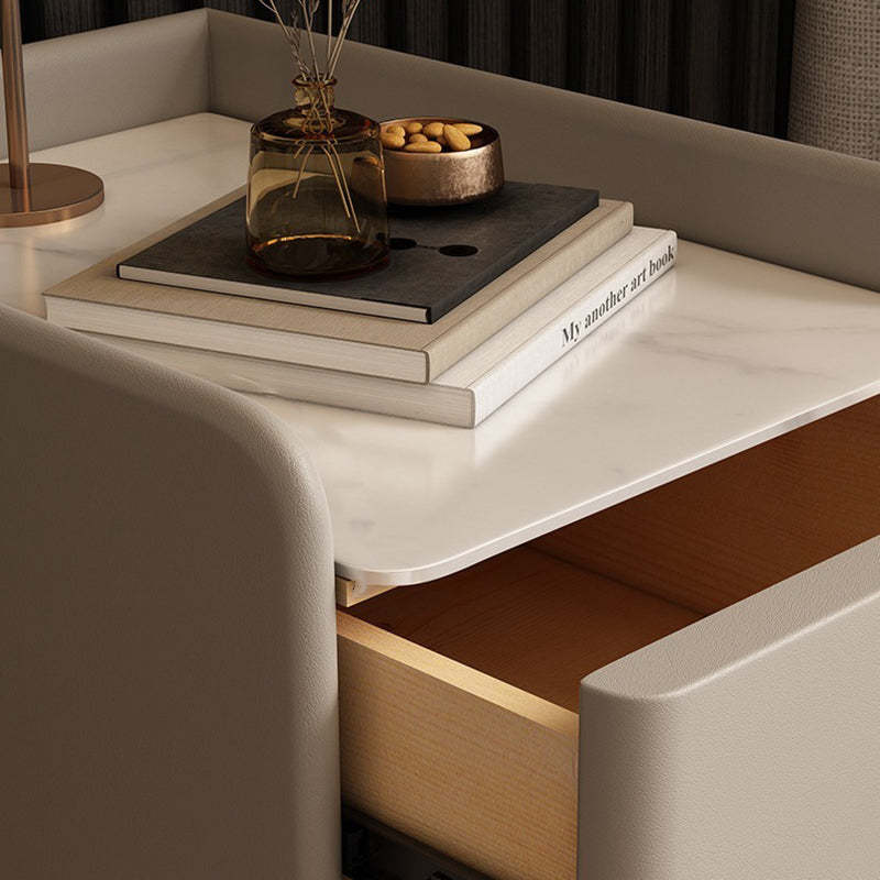 Nordic Microfiber Leather Nightstand 2-Drawer