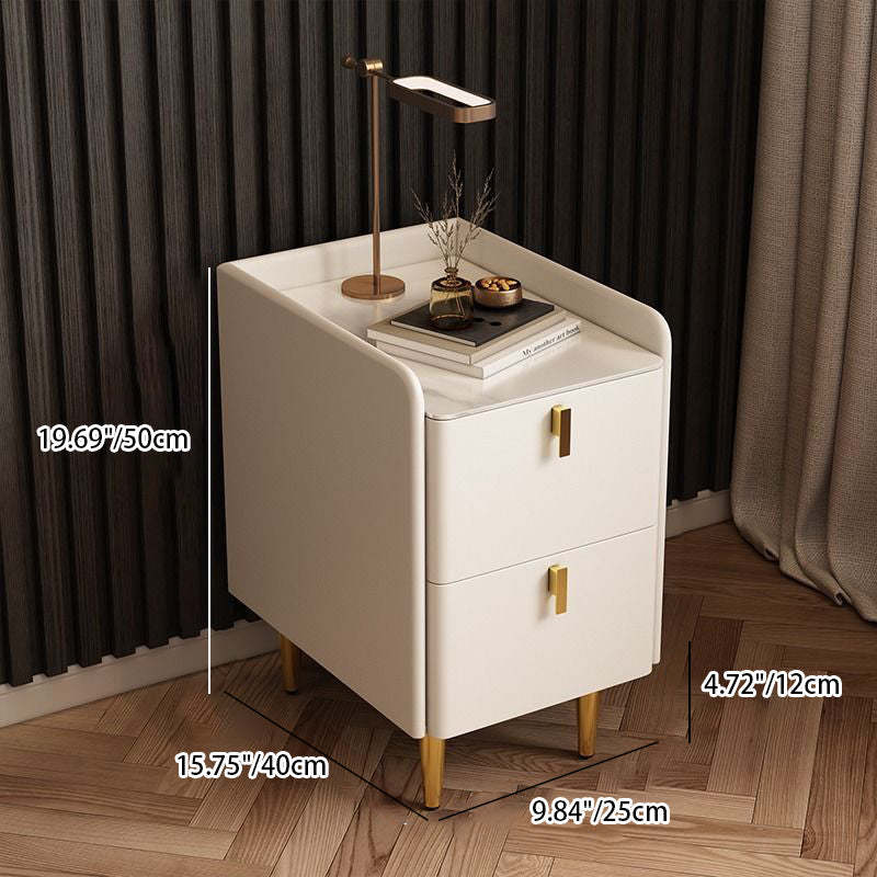 Nordic Microfiber Leather Nightstand 2-Drawer — Orange