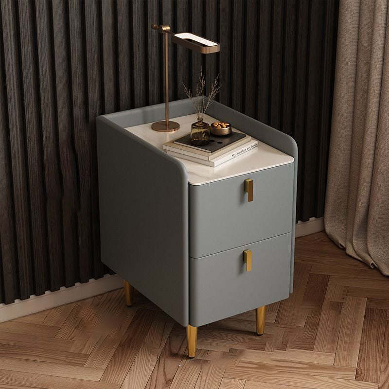 Nordic Microfiber Leather Nightstand 2-Drawer