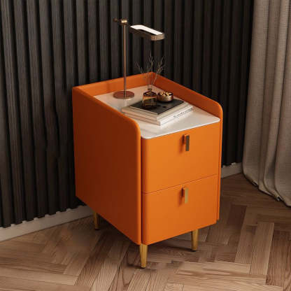 Nordic Microfiber Leather Nightstand 2-Drawer