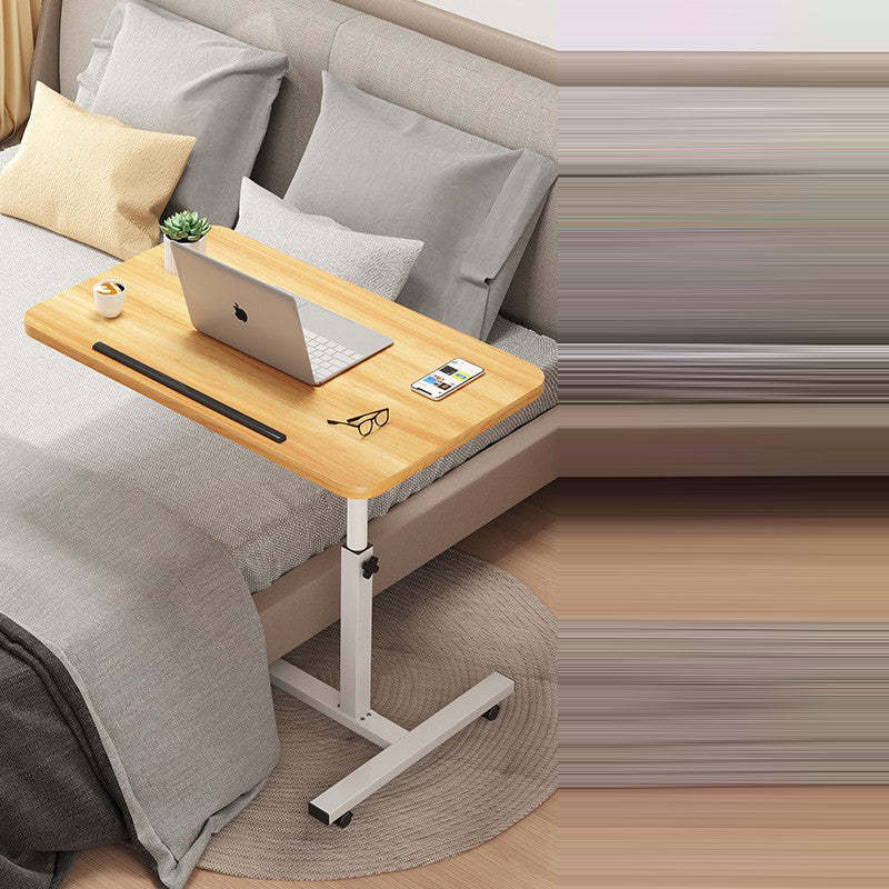 Minimalist Density Plate Stainless Steel Desk — A - Walnut Color
