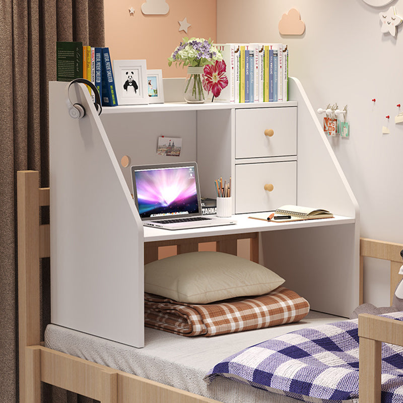 Minimalist Solid Wood 1-Shelf Desk — White