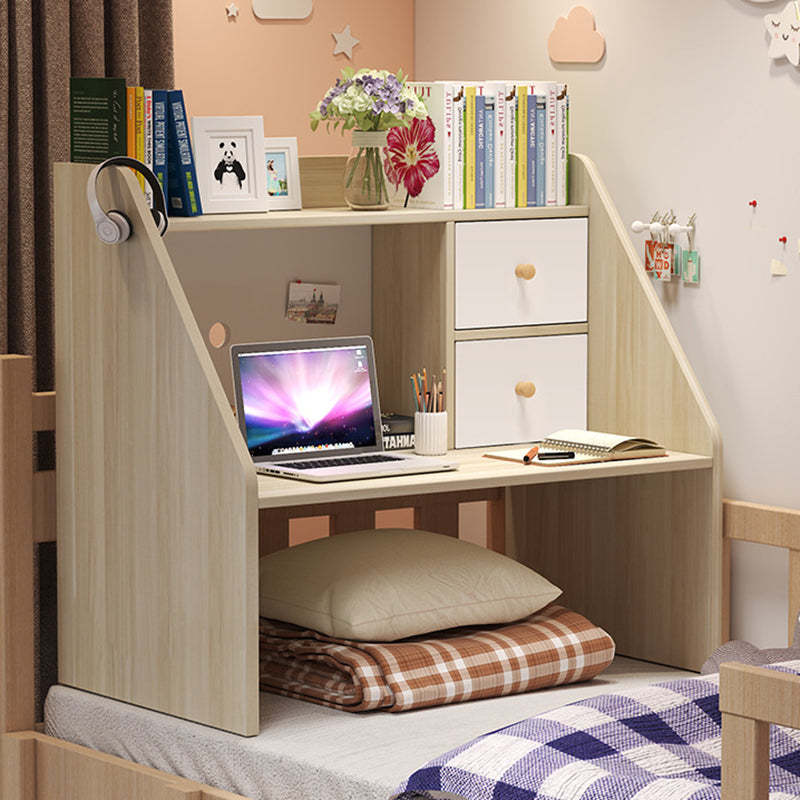 Minimalist Solid Wood 1-Shelf Desk — Cherry Wood Color