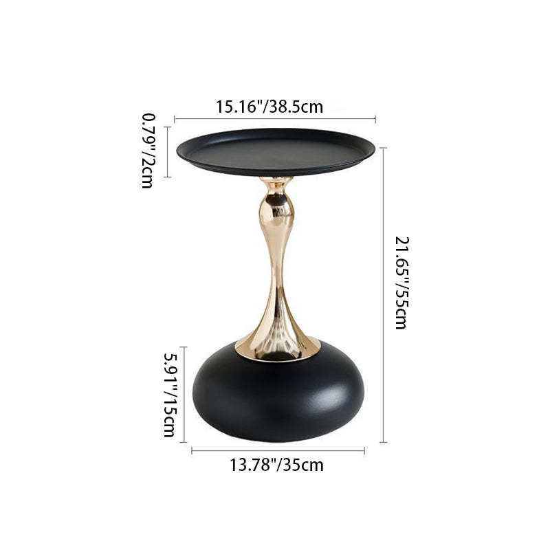 Scandinavian Carbon Steel Gold Round Coffee Table — B - White