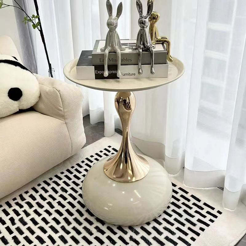 Scandinavian Carbon Steel Gold Round Coffee Table