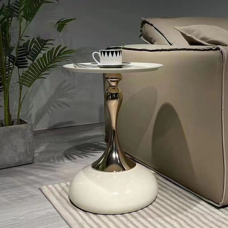 Scandinavian Carbon Steel Gold Round Coffee Table
