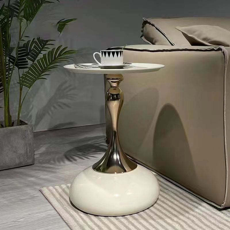 Scandinavian Carbon Steel Gold Round Coffee Table