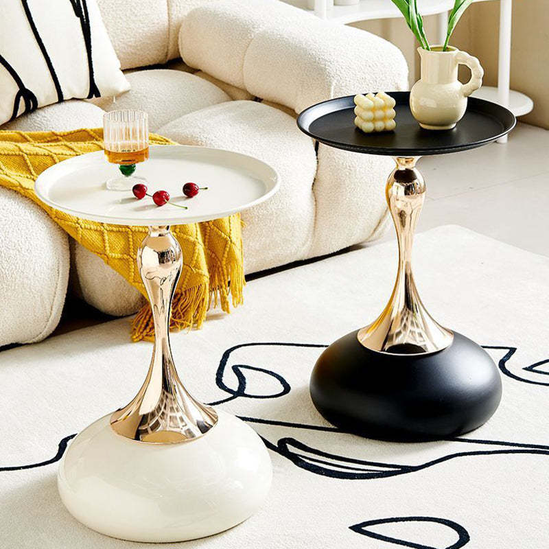 Scandinavian Carbon Steel Gold Round Coffee Table — A - Black