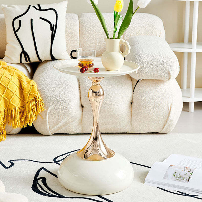 Scandinavian Carbon Steel Gold Round Coffee Table — B - Black