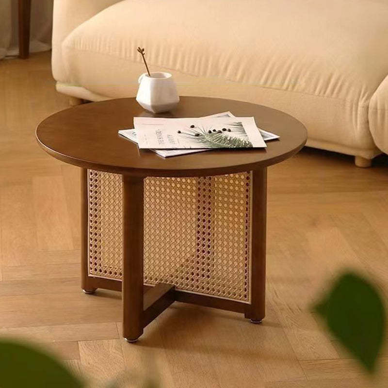 Japanese Wood Rattan Coffee Table