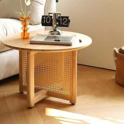 Japanese Wood Rattan Coffee Table