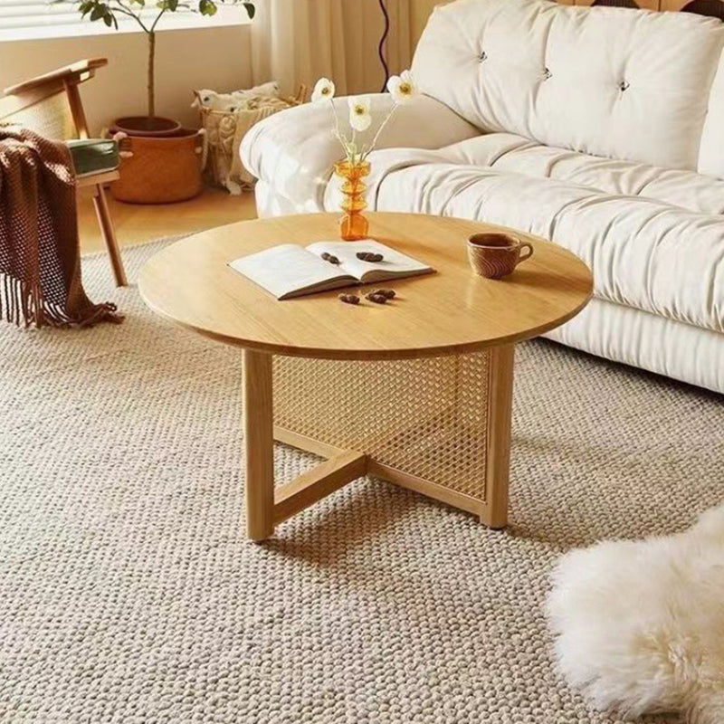 Japanese Wood Rattan Coffee Table