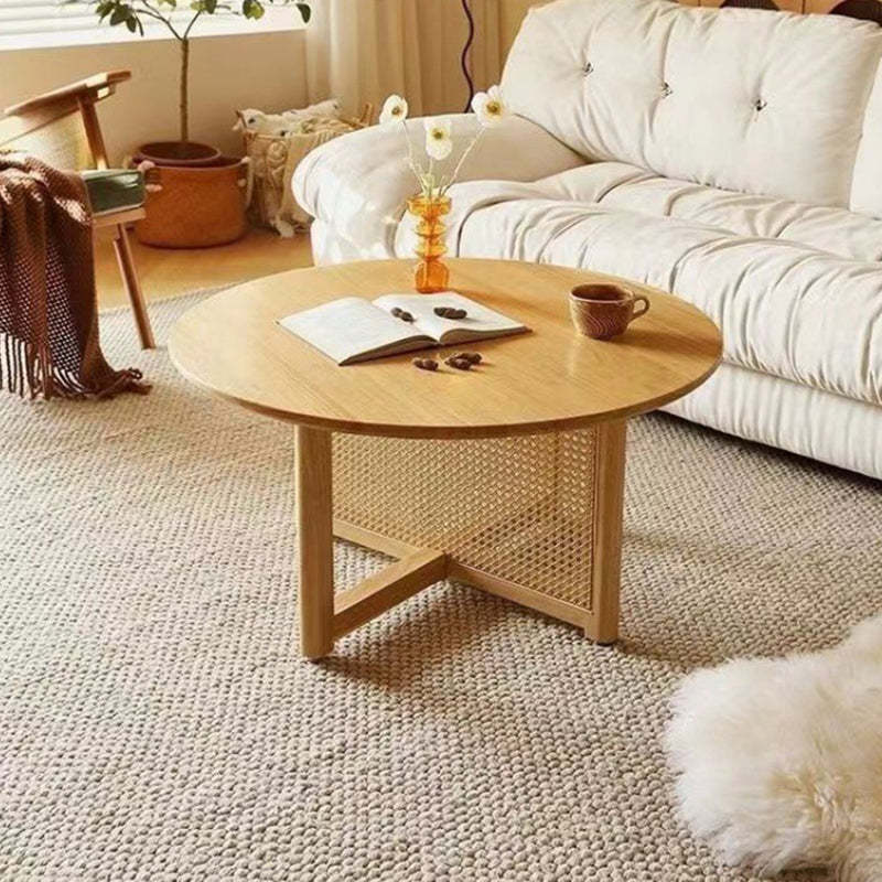 Japanese Wood Rattan Coffee Table
