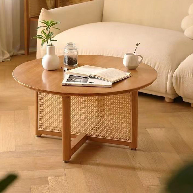 Japanese Wood Rattan Coffee Table