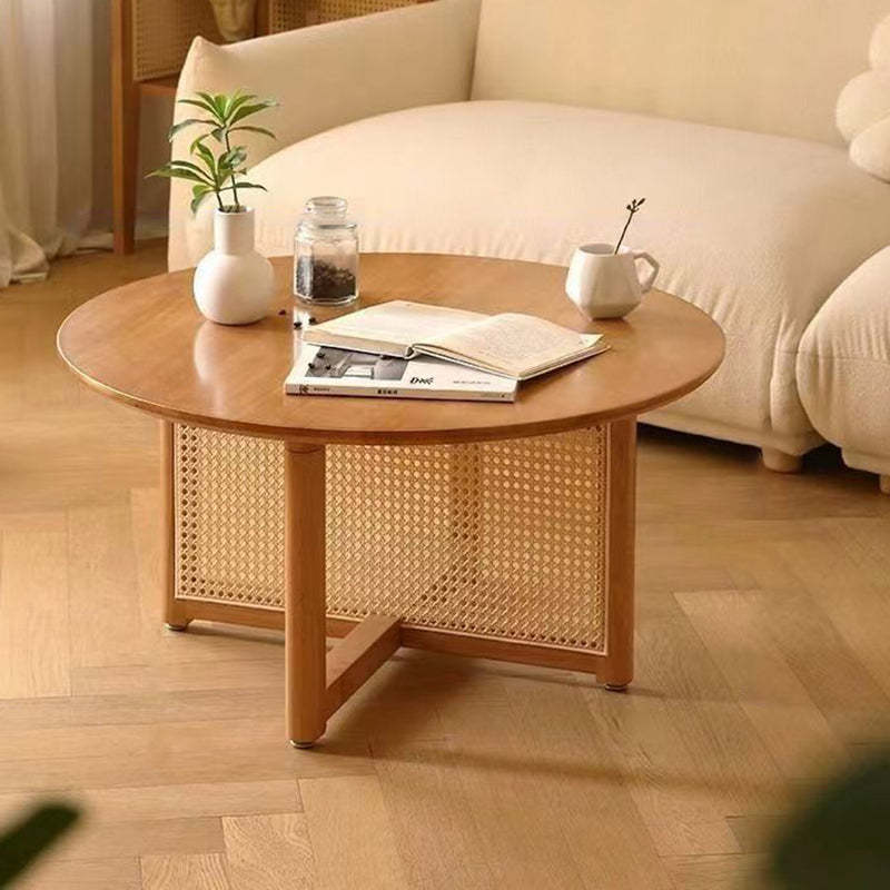 Japanese Wood Rattan Coffee Table