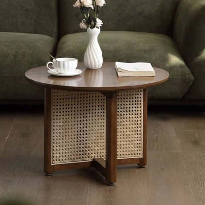 Japanese Wood Rattan Coffee Table
