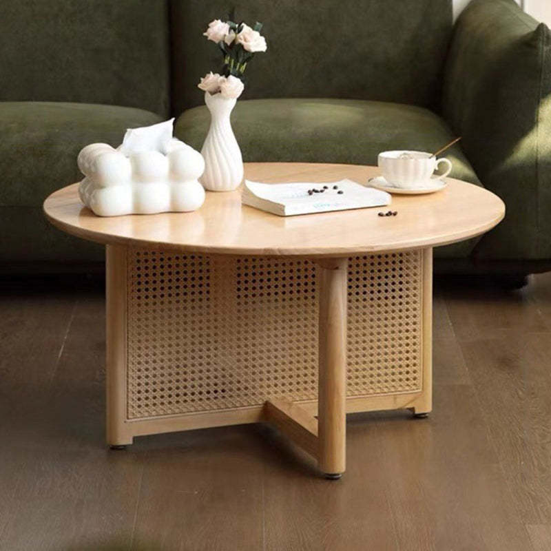 Japanese Wood Rattan Coffee Table
