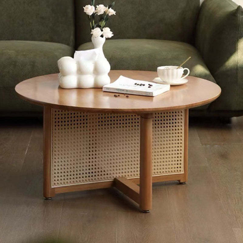 Japanese Wood Rattan Coffee Table