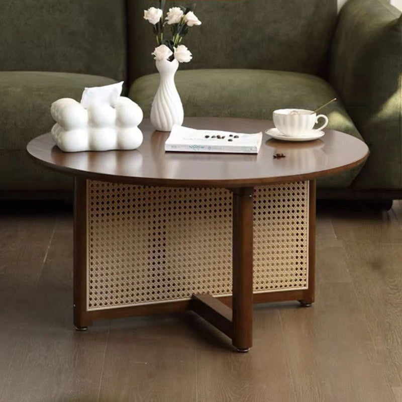 Japanese Wood Rattan Coffee Table