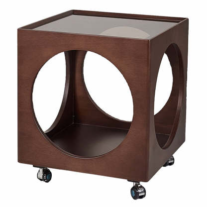 Vintage Wood Rattan Storage Side Table