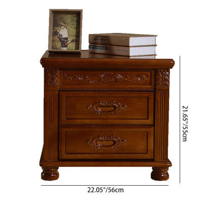 Vintage Solid Wood Metal 2-Drawer Nightstand