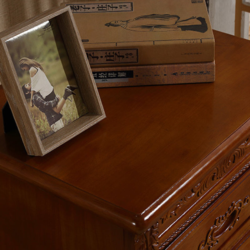 Vintage Solid Wood Metal 2-Drawer Nightstand